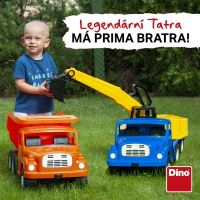 Auto Tatra 148 plast 72cm  Bagr UDS na písek v krabici - modrožlutý
