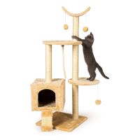 Škrabadlo pro kočky, domeček, pelíšek, patrová věž 120cm + hračky