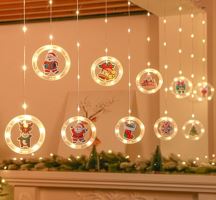 LED světla Vánoční obrazový závěs v kruzích 3m 10 žárovek na baterie dálkové ovládání