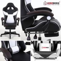 Herzberg HG-8082: Tri-color Gaming and Office Chair with T-shape Accent Blue