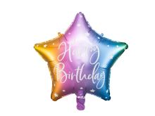 Fóliový balónek s hvězdou Happy Birthday 40cm barevný