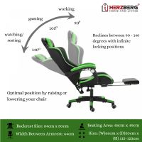 Herzberg HG-8080: Herzberg HG-8080: Ergonomická herní židle ve stylu závodního vozu černá