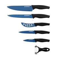 Herzberg HG-KL6BLU: 5dílná sada nožů potažených mramorem – modrá