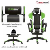Herzberg HG-8083: Tri-color Gaming and Office Chair with Linear Accent Blue