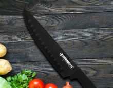 Herzberg HG-MSN8BLK: 8dílná sada nožů s akrylovým stojánkem, černá