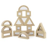 VIGA Wooden Mirrored Blocks Puzzle 16 elementů