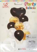 Balónky se srdíčky a konfetami 30-46cm 10ks černé