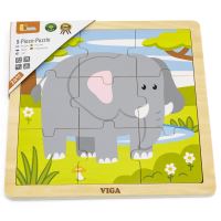 VIGA Handy Wooden Puzzle Elephant 9 dílků