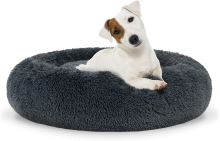 Víceúčelový plyšový pelíšek pro psa a kočku 60 cm - tmavě šedý