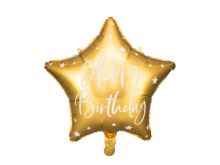 Fóliový balónek s hvězdou Happy Birthday 40cm zlatý