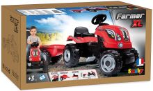 Dětský šlapací traktor Smoby Farmer XL s přívěsem - červený