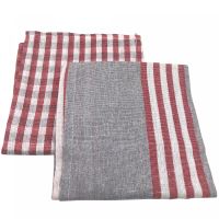 Cenocco CC-9069: Sada kuchyňských utěrek Vintage Stripe & Plaid Cotton - šedá