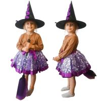 Kostým čarodějnice fialový stylová sukně , klobouk a koště