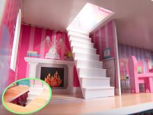 Dřevěný domeček pro panenky MDF + nábytek 70cm LED růže