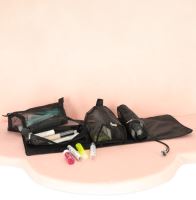Skládací kosmetická taška cestovní odnímatelná roll-up 4v1 velká kapacita přenosná černá