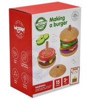 WOOPIE GREEN Wooden Burger Restaurant Puzzle pro děti 15 ks. certifikát FSC
