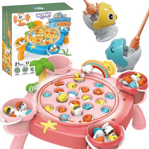 WOOPIE Fishing Game Set Magnet Fishing Pink 36 el.