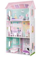 Dřevěný domeček pro panenky + nábytek vysoký Berry mansion ECOTOYS