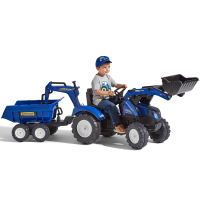 Šlapací traktor FALK New Holland modrý s přívěsem od 3 let