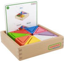 Dřevěná hra pro děti. Barevné bloky a poháry, trojúhelníky Masterkidz