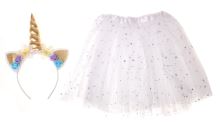 Kostým karnevalový kostým Čelenka Unicorn + sukně bílá 3-6 let