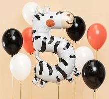 Fóliový narozeninový balónek číslo "5" - Zebra 68x98 cm