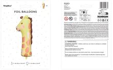 Fóliový balónek číslo "1" - Žirafa 42x90 cm