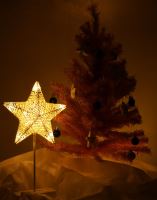 Vánoční dekorace stojící hvězda 39cm 10LED teplá žlutá na baterie