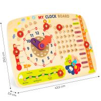 Dřevěná manipulační deska pro děti, kalendářní hodiny ECOTOYS