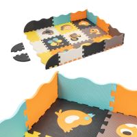Pěnová podložka puzzle / ohrádka pro děti 25ks. barevná zvířátka 114 cm x 114 cm x 1 cm