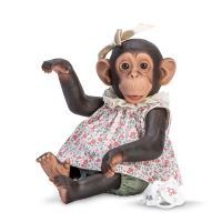 Realistická panenka od Asivil ze Španělska šimpanz Lola květina 35 cm