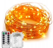 LED lampy dekorativní drátěný řetěz 10m 100LED s dálkovým ovládáním teplá bílá