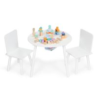 Bílý Dětský stůl se dvěma židlemi sada dětského nábytku Ecotoys