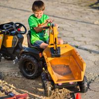 Traktor FALK Case IH oranžový s pojízdnou lopatou pro přívěs od 3 let