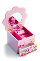 Skříňka šperkovnice Princess dřevo hrající květina zásuvka 14,5x8x14,5cm