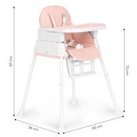 ECOTOYS skládací dětská židle na krmení 3 v 1 růžová