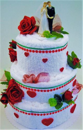 Veratex Veratex Textilní dort - třípatrový červená růže