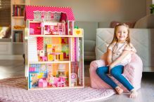 Dřevěný domeček pro panenky s výtahem-Raspberry Residence ECOTOYS