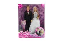 Panenka Anlily kloubová 2ks nevěsta a ženich plast 30cm v krabici 25x33x7cm