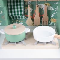 CLASSIC WORLD Velká dřevěná vintage kuchyňka pro děti + příslušenství