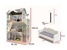 Dřevěný domeček pro panenky MDF + nábytek 120cm XXL LED
