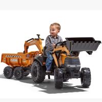 Traktor FALK Case IH oranžový s pojízdnou lopatou pro přívěs od 3 let