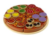 Sada dřevěných hraček na pizzu s příslušenstvím