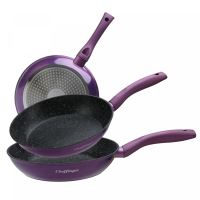Cheffinger CF-FA03: 3 Pieces Marble Coated Frying Pan Set Purple