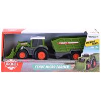 Traktor Dickie Farm Fendt s lopatou a přívěsem 18 cm