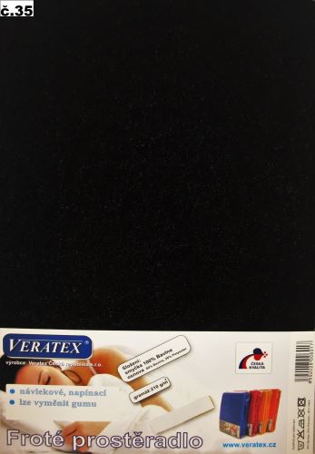 VERATEX Froté prostěradlo dvoulůžko 180x200/16cm (č.35-černá)