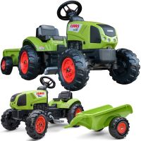 FALK Traktor Claas Green na pedálech s přívěsem + klakson na 2 roky.