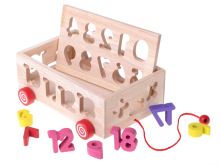 Mobilní dřevěný třídič na řadě čísel a Montessori písmen