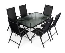 Zahradní sestava, skleněný stůl + 6 židlí, sestava pro 6 osob
