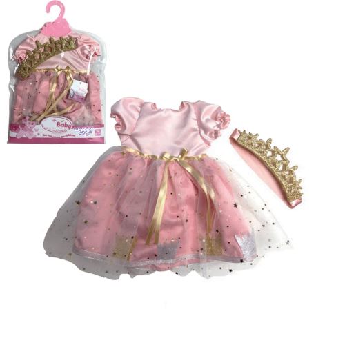 Sada oblečení pro panenky WOOPIE Princezna šaty + korunka 43-46 cm